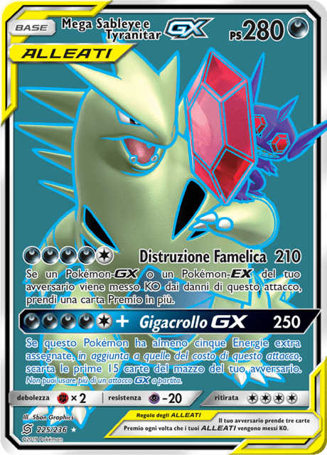 225-236 Mega Sableye Tyranitar Gx UNM Sintonia Mentale ITA EXCELLENT