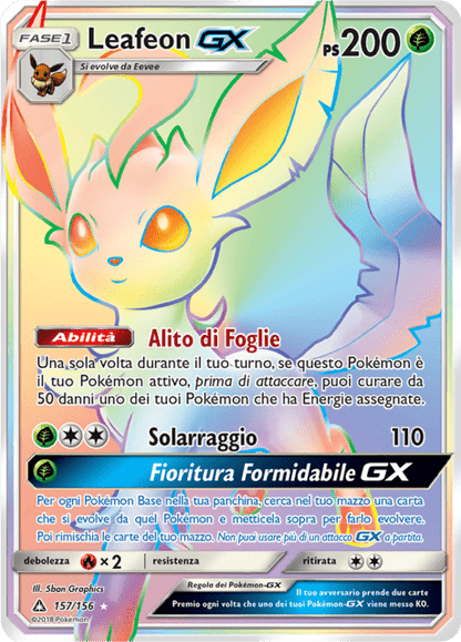 157-156 Leafeon GX Rara Segreta UPR Ultraprisma ITA NM