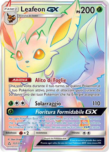 157-156 Leafeon GX Rara Segreta UPR Ultraprisma ITA NM