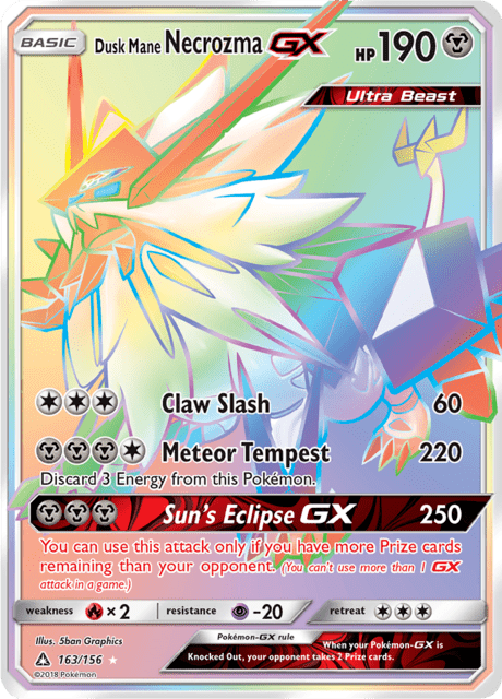 163-156 Dusk Mane Necrozma GX Rara Segreta UPR Ultraprisma ENG NM