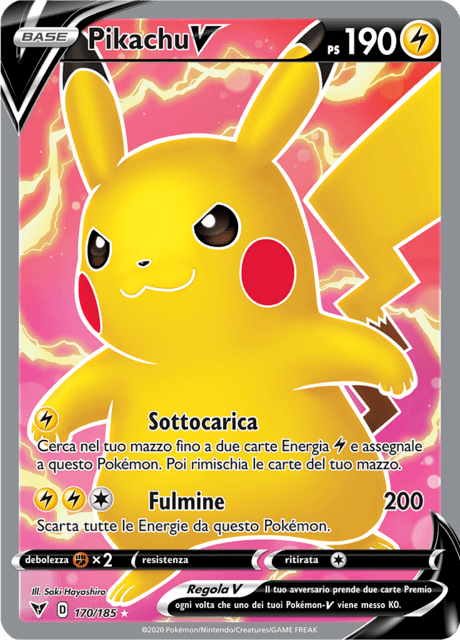 170-185 Pikachu V Full Art VIV Voltaggio Sfolgorante ITA EXCELLENT