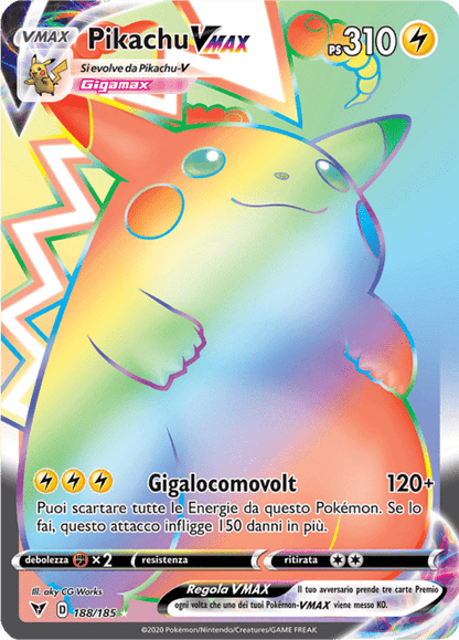 188-185 Pikachu VMAX Rara Segreta VIV Voltaggio Sfolgorante ITA PO