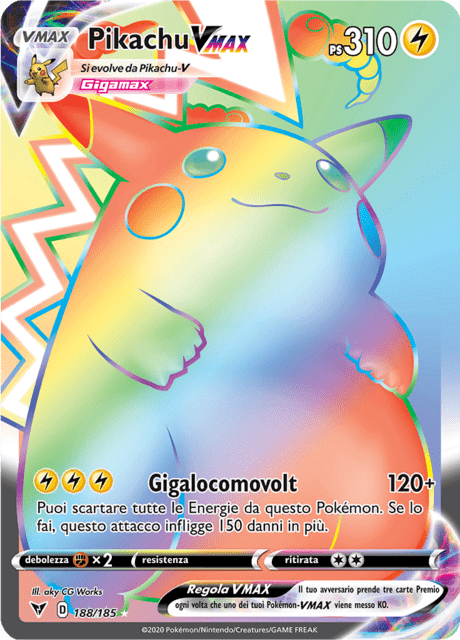 188-185 Pikachu VMAX Rara Segreta VIV Voltaggio Sfolgorante ITA PO