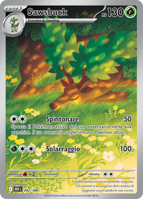 092-086 Sawsbuck Illustrazione Rara WHT Fuoco Bianco ITA NM