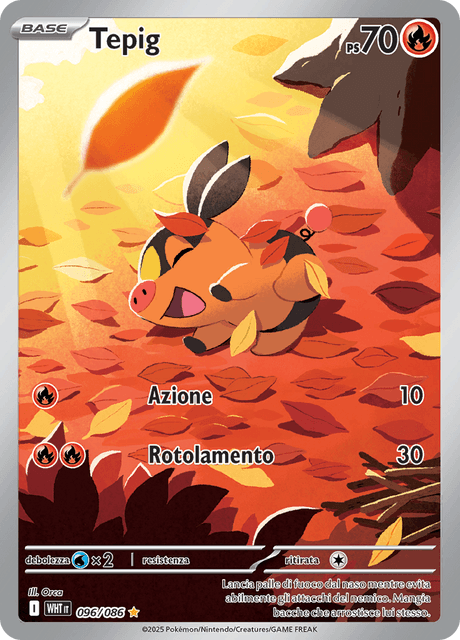 096-086 Tepig Illustrazione Rara WHT Fuoco Bianco ITA NM