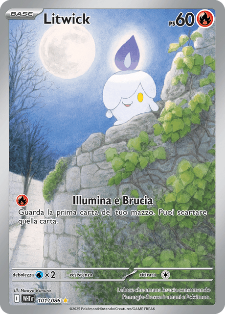 101-086 Litwick Illustrazione Rara WHT Fuoco Bianco ITA NM