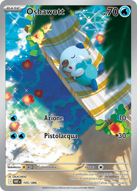 105-086 Oshawott Illustrazione Rara WHT Fuoco Bianco ITA NM
