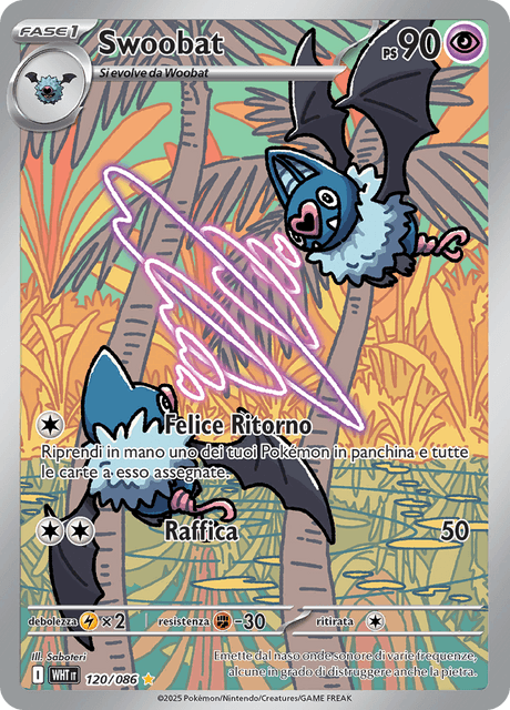 120-086 Swoobat Illustrazione Rara WHT Fuoco Bianco ITA NM