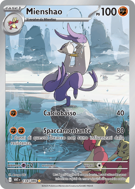 134-086 Mienshao Illustrazione Rara WHT Fuoco Bianco ITA NM