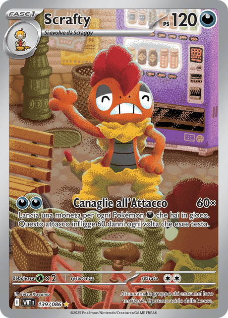 139-086 Scrafty Illustrazione Rara WHT Fuoco Bianco ITA NM