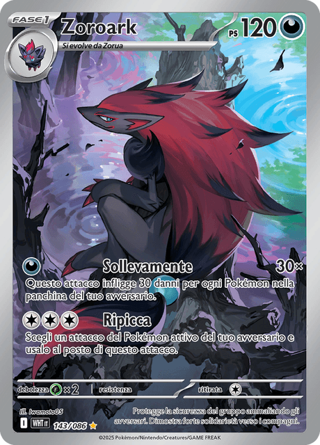 143-086 Zoroark Illustrazione Rara WHT Fuoco Bianco ITA NM