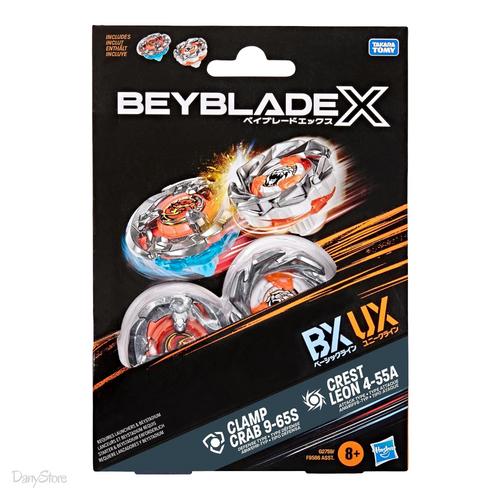 Confezione Dual Pack Hasbro Beyblade X Crest Leon 4-55A e Clamp Crab 9-65S