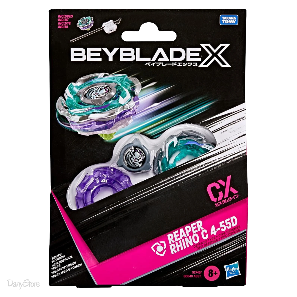 Confezione frontale Beyblade X Reaper Rhino C 4-55D Starter Pack Hasbro