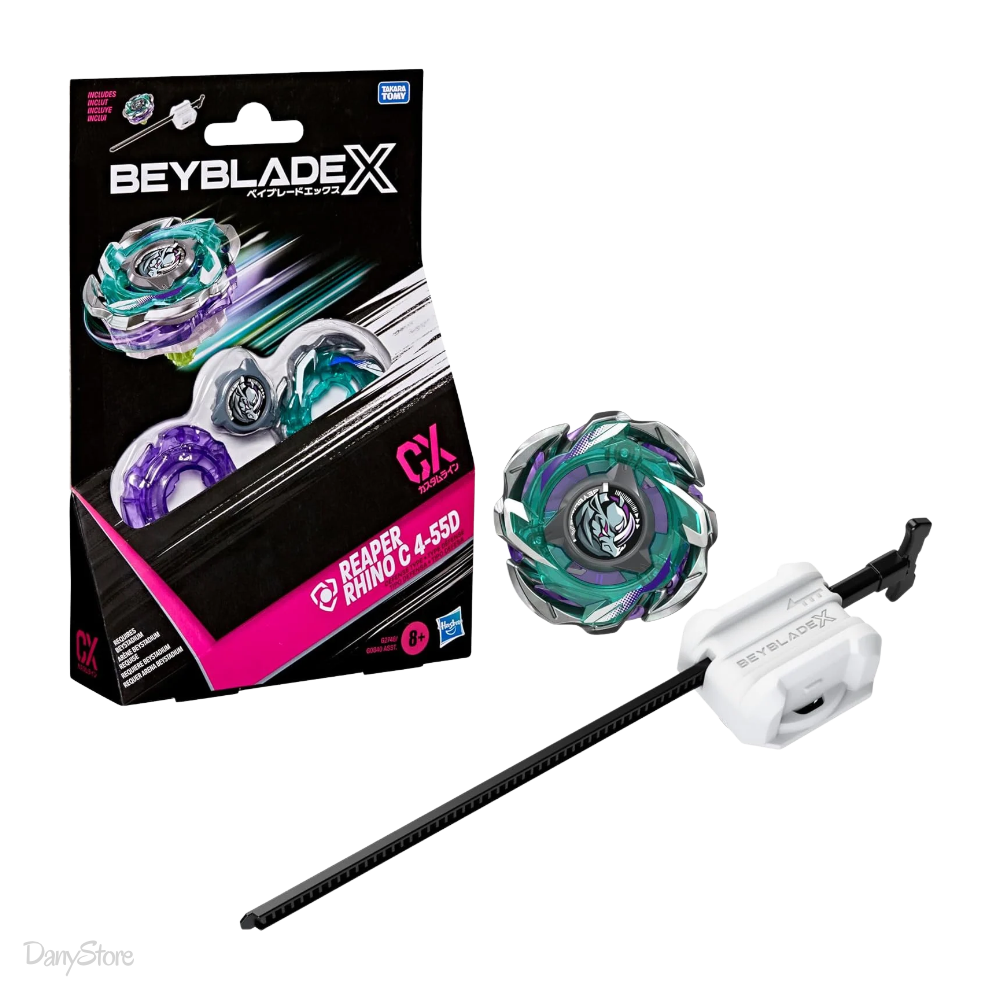 Beyblade X Reaper Rhino C 4-55D Hasbro con confezione, trottola e lanciatore con cordicella