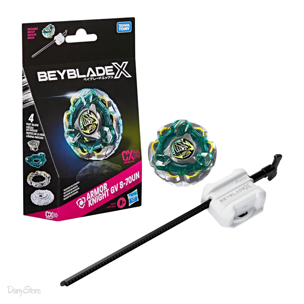 Starter Pack Beyblade X Armor Knight GV 8-70UN Hasbro Trottola con Lanciatore Difesa Originale