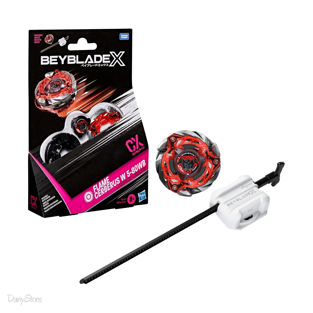 Starter Pack Beyblade X Flame Cerberus W 5-80WB Hasbro Trottola con Lanciatore Originale