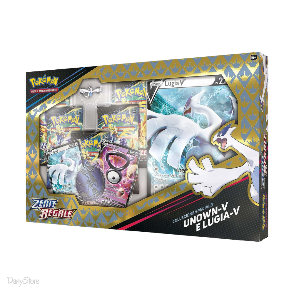 Box Collezione Speciale Unown V e Lugia V dell'espansione Pokémon Zenit Regale in lingua italiana.