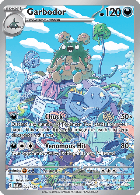 204-182 Garbodor Illustrazione Rara PAR Paradosso Temporale ENG NM