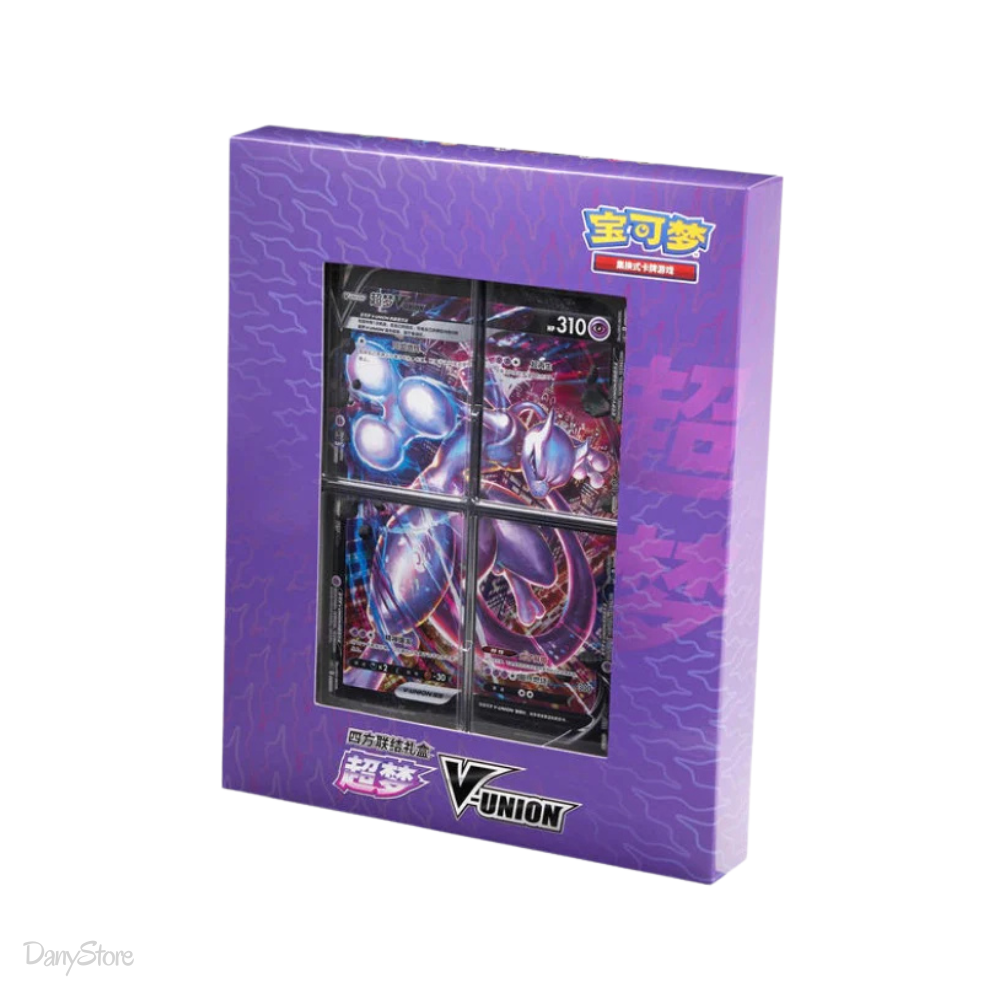 Gift Box sigillata Pokémon Mewtwo V-UNION in lingua cinese semplificato con carte promozionali.