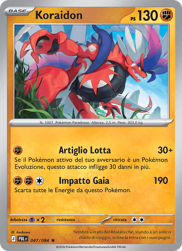 Koraidon 047/084 Buio Pesto, carta Pokémon italiana.