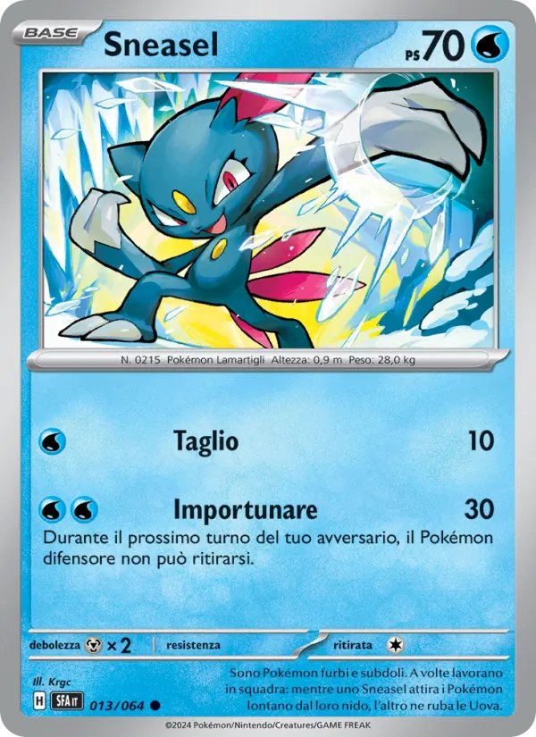 Scansione di riferimento di Sneasel 013/064, Segreto Fiabesco in italiano; finitura Reverse non rappresentata