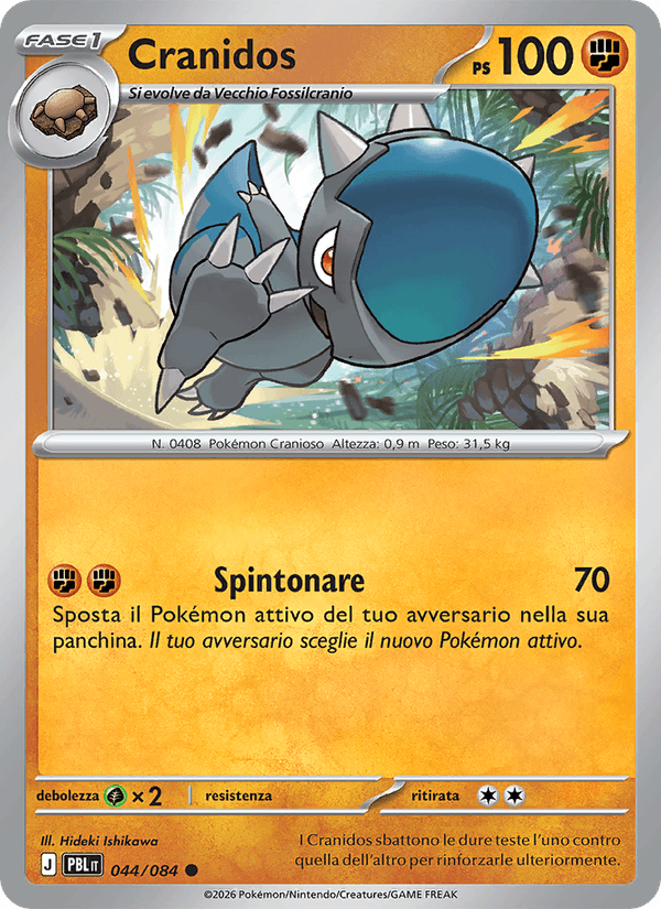 Cranidos 044/084 Buio Pesto, carta Pokémon italiana.