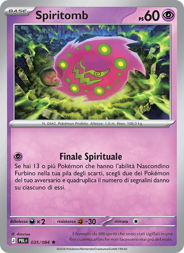 Spiritomb 035/084 Buio Pesto, carta Pokémon italiana.