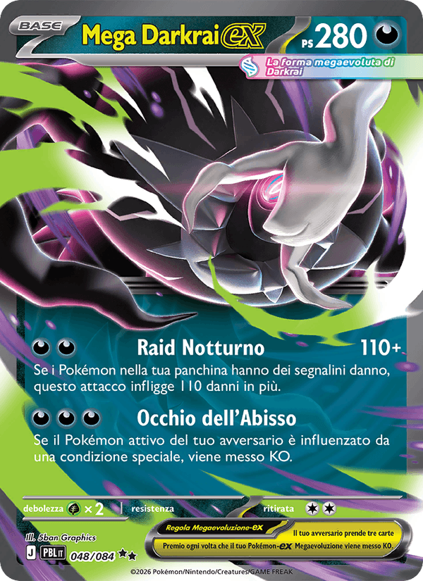 Mega Darkrai ex 048/084 Buio Pesto, carta Pokémon italiana.