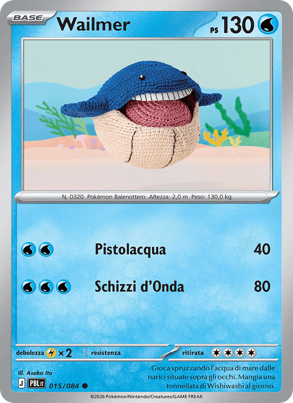 Wailmer 015/084 Buio Pesto, carta Pokémon italiana. Scansione di riferimento per la Reverse.