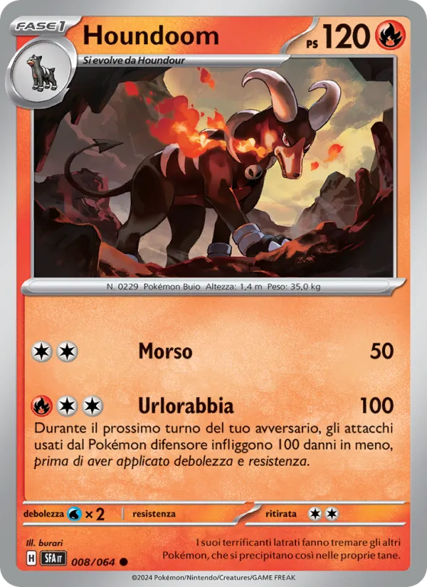 Scansione di riferimento di Houndoom 008/064, Segreto Fiabesco in italiano; finitura Reverse non rappresentata