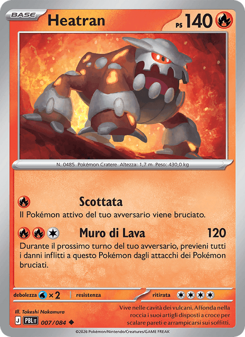 Heatran 007/084 Buio Pesto, carta Pokémon italiana.