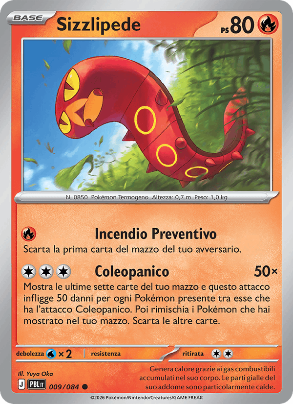 Sizzlipede 009/084 Buio Pesto, carta Pokémon italiana.