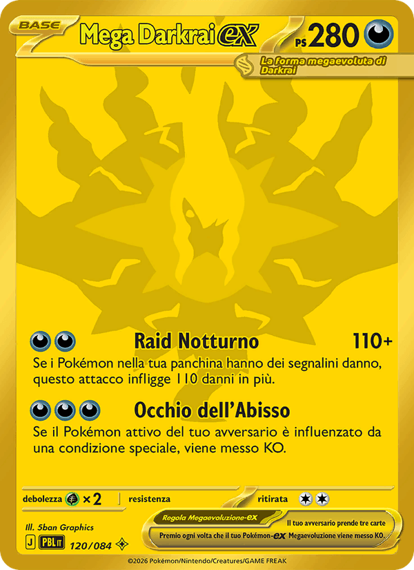 Mega Darkrai ex 120/084 Buio Pesto, carta Pokémon italiana.