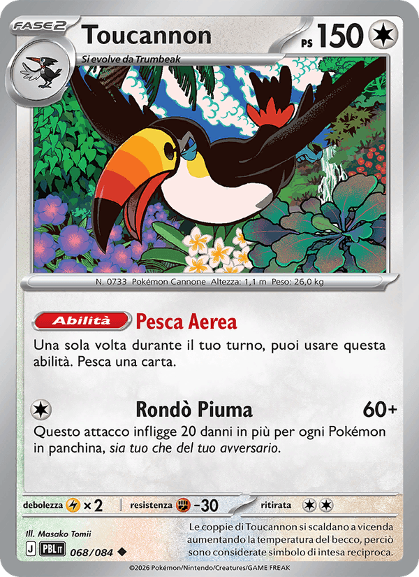 Toucannon 068/084 Buio Pesto, carta Pokémon italiana.