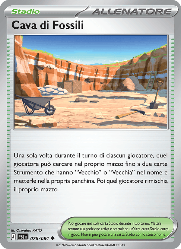 Cava di Fossili 076/084 Buio Pesto, carta Pokémon italiana.