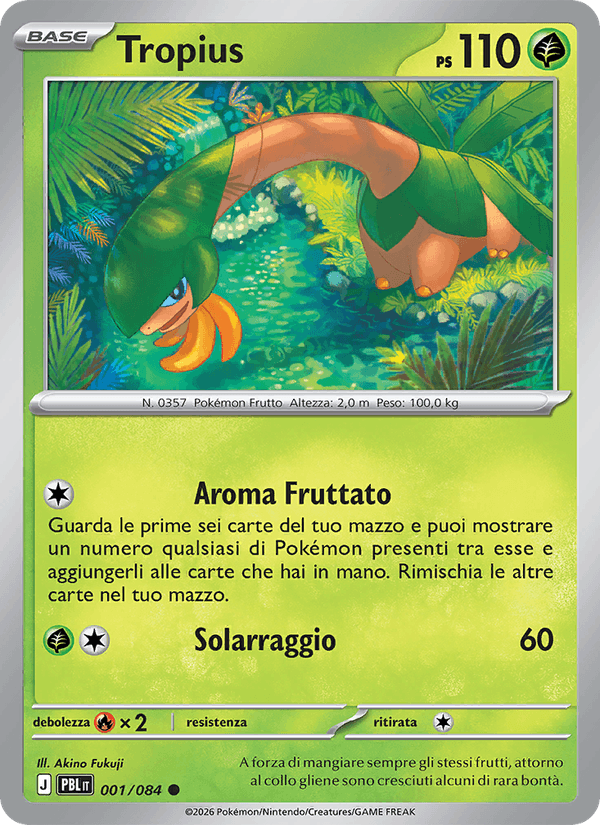 Tropius 001/084 Buio Pesto, carta Pokémon italiana.