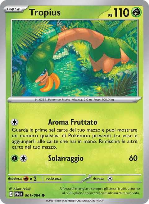Tropius 001/084 Buio Pesto, carta Pokémon italiana.