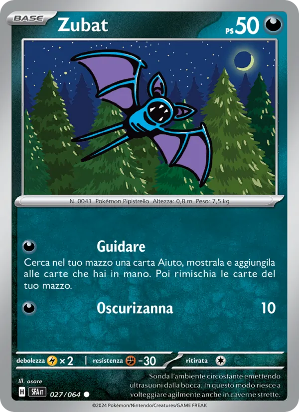 Scansione di riferimento di Zubat 027/064, Segreto Fiabesco in italiano; finitura Reverse non rappresentata