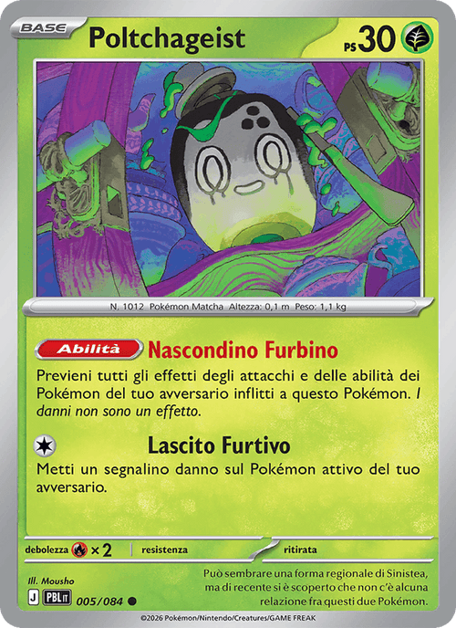Poltchageist 005/084 Buio Pesto, carta Pokémon italiana.