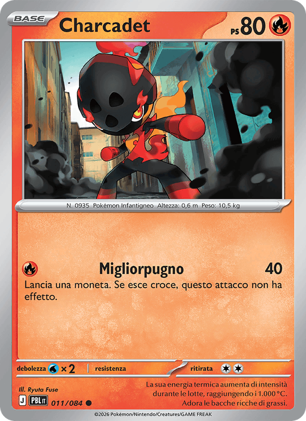 Charcadet 011/084 Buio Pesto, carta Pokémon italiana. Scansione di riferimento per la Reverse.
