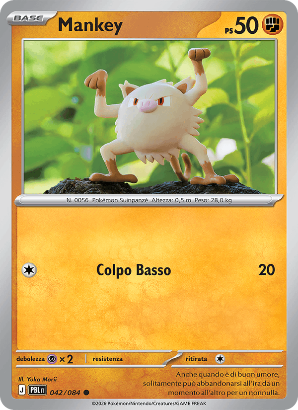 Mankey 042/084 Buio Pesto, carta Pokémon italiana.