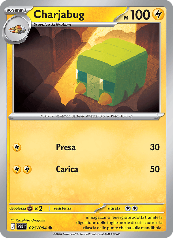 Charjabug 025/084 Buio Pesto, carta Pokémon italiana.
