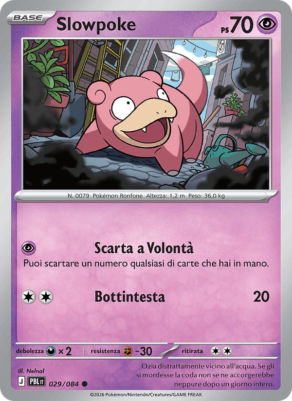 Slowpoke 029/084 Buio Pesto, carta Pokémon italiana.