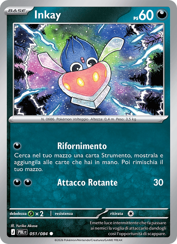 Inkay 051/084 Buio Pesto, carta Pokémon italiana.