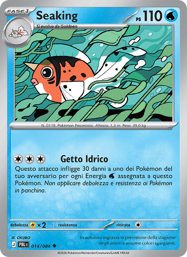 Seaking 014/084 Buio Pesto, carta Pokémon italiana. Scansione di riferimento per la Reverse.