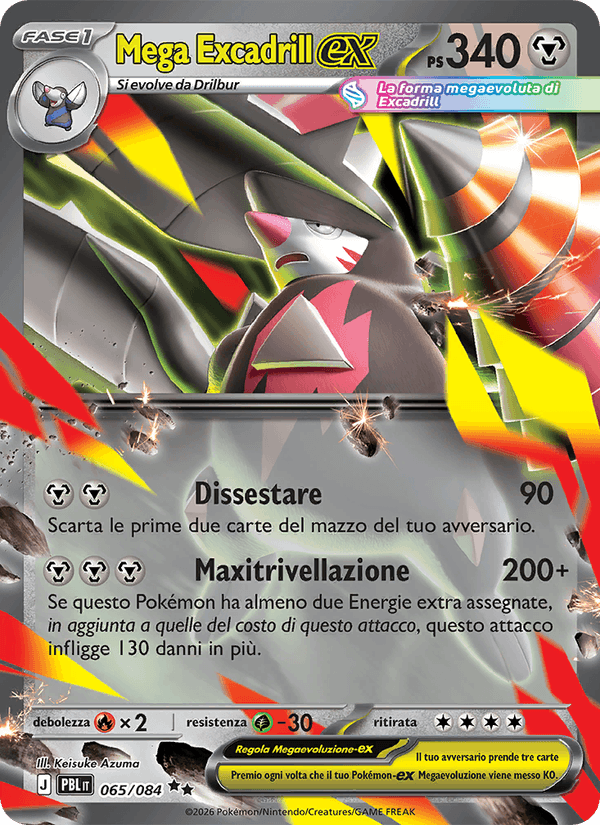 Mega Excadrill ex 065/084 Buio Pesto, carta Pokémon italiana.