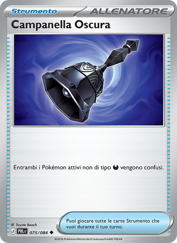 Campanella Oscura 075/084 Buio Pesto, carta Pokémon italiana. Scansione di riferimento per la Reverse.