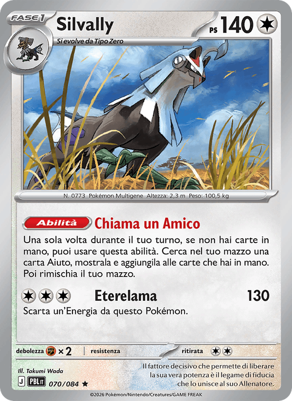Silvally 070/084 Buio Pesto, carta Pokémon italiana. Scansione di riferimento per la Reverse.
