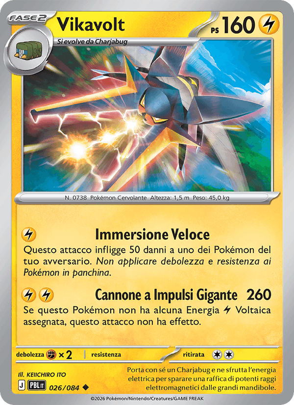Vikavolt 026/084 Buio Pesto, carta Pokémon italiana. Scansione di riferimento per la Reverse.