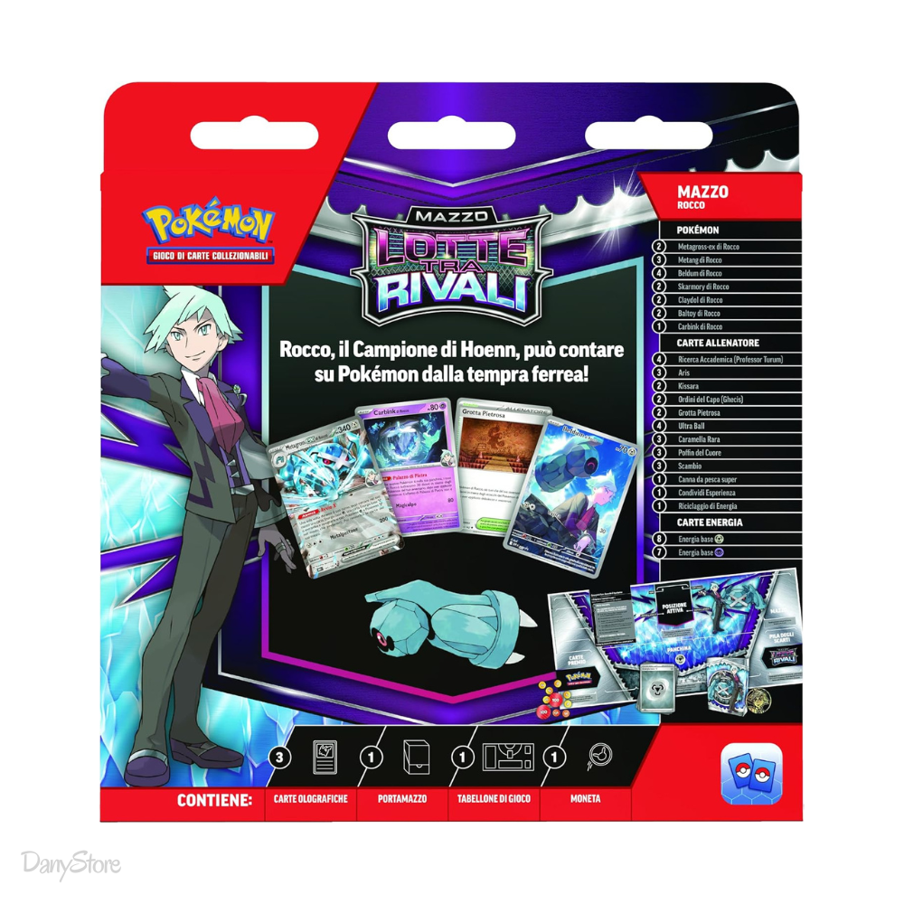 Mazzo Lotte tra Rivali Rocco del Gioco di Carte Collezionabili Pokémon in lingua italiana, mazzo da 60 carte pronto per giocare.